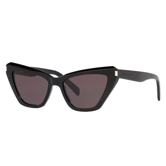 Saint Laurent SL 466S 001 Black Plastic Cat-Eye Sunglasses Grey Lens - Picture 1 of 3